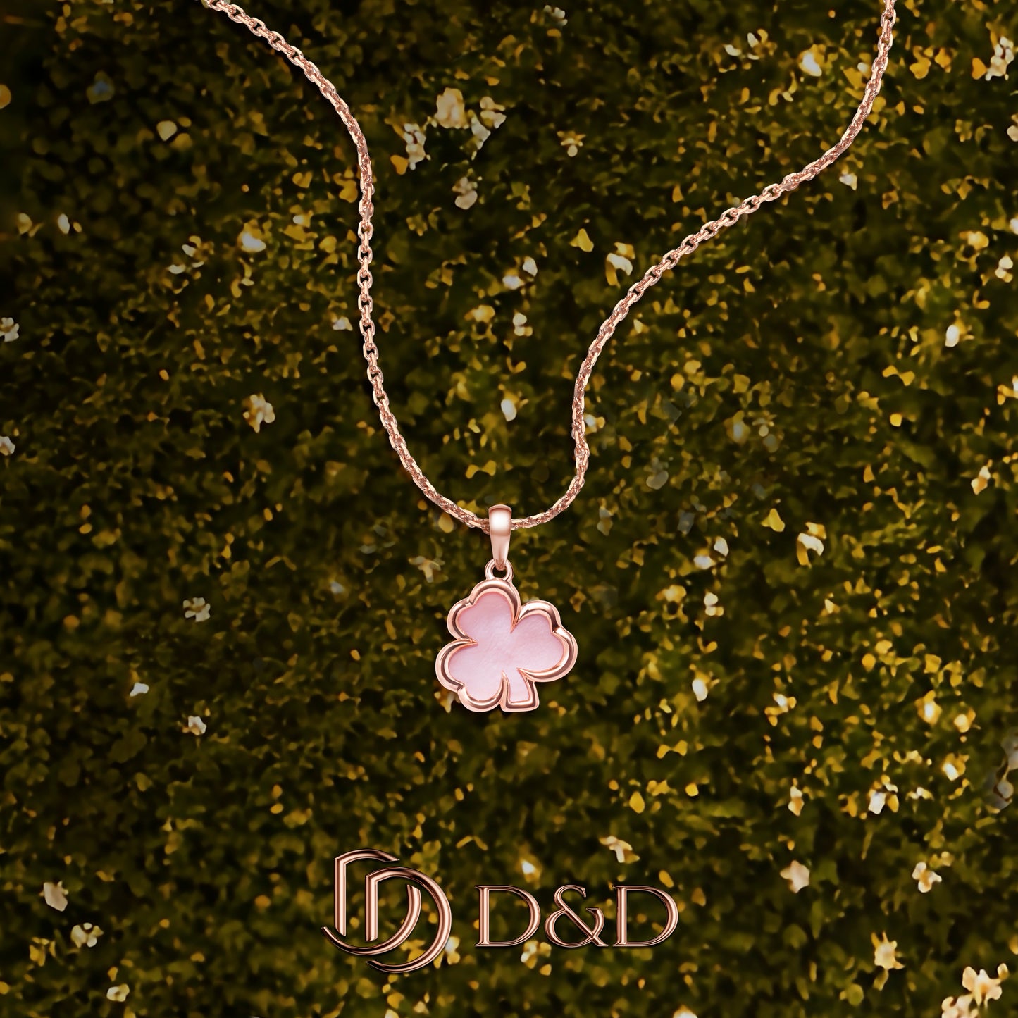 粉母貝三葉幸運草項鍊