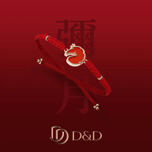 彌月 玫瑰金紅玉髓馬紅繩手鍊